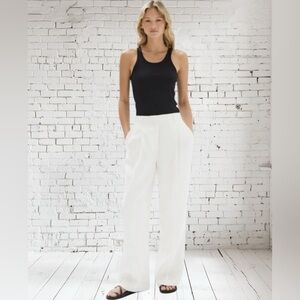 Wide-Leg Linen Pants NWT White Resort Style Medium | Breezy Lightweight Fit